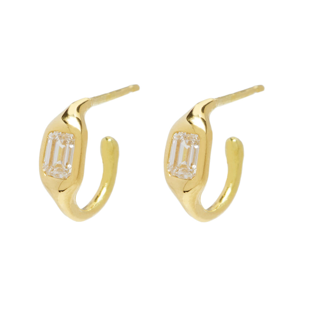 Diana Mitchell Emerald Cut Diamond Huggies
