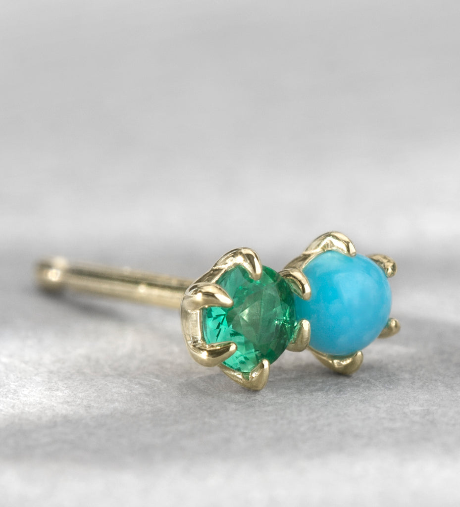 Ila Duo Studs in Turquoise and Emerald