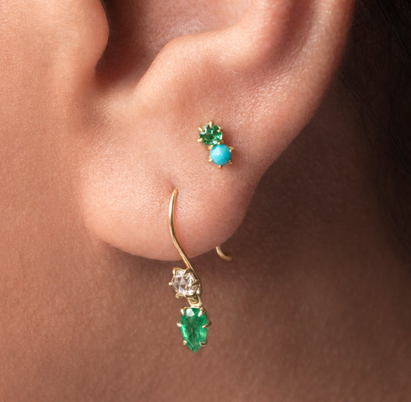 Ila Duo Studs in Turquoise and Emerald